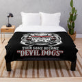 Plush blanket featuring the USMC Devil Dogs symbol