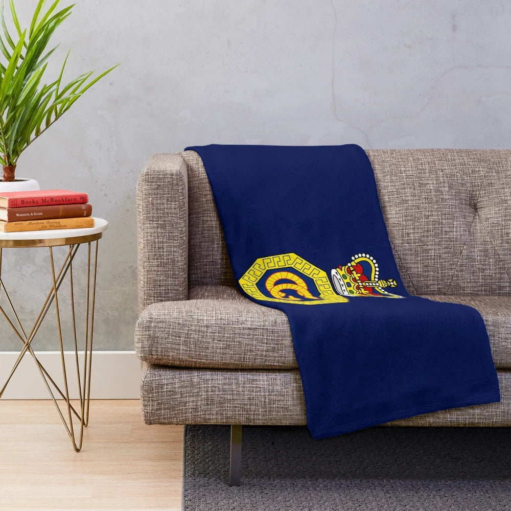 Plush blanket featuring the British Coastguard insignia and flag