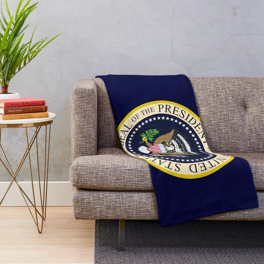 Plush blanket featuring the official seal of the President of the United States