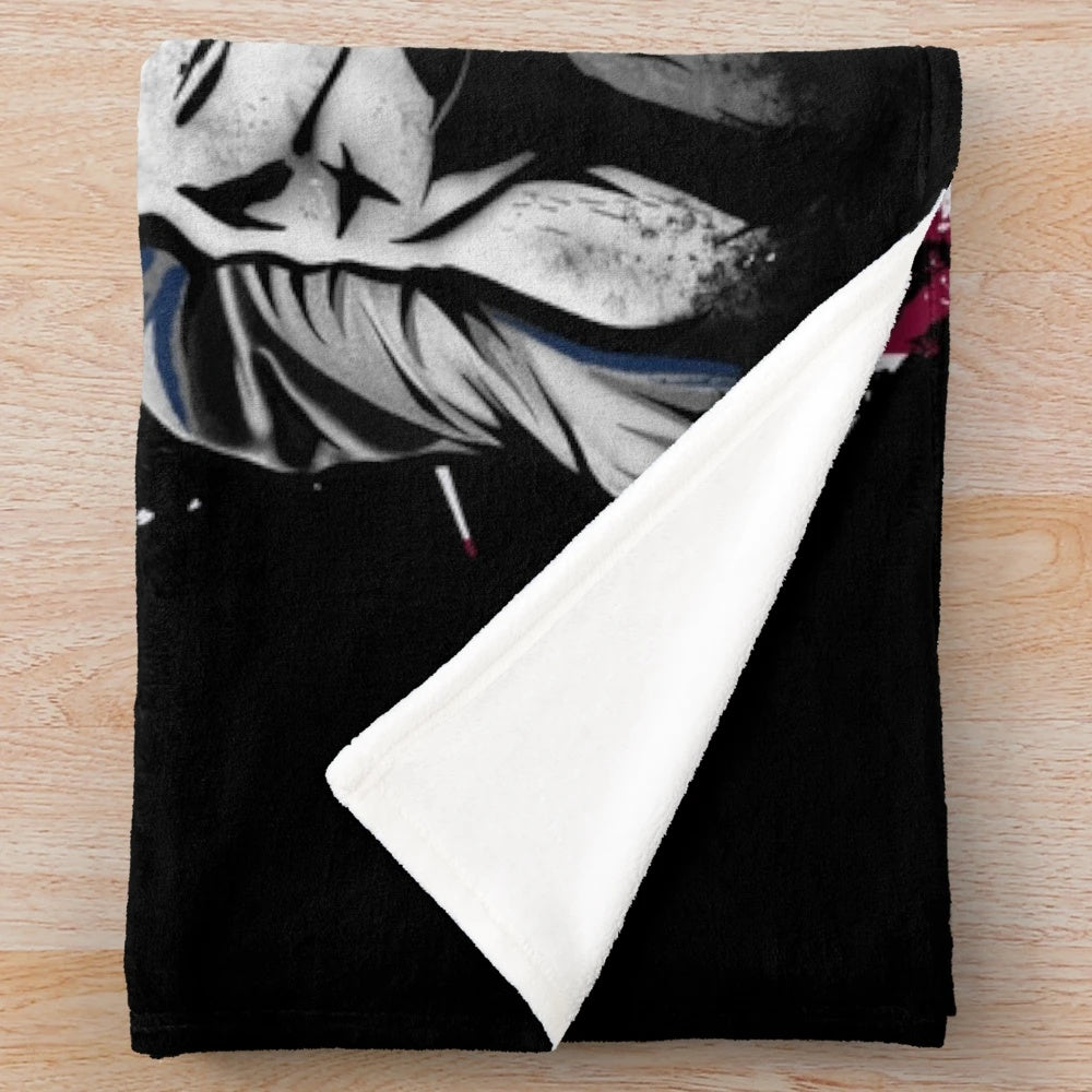Plush blanket with bold American flag and political figure graphic