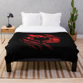 Ripped Albanian flag plush blanket with eagle and national colors