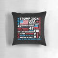 Trump 2024 MAGA design pillow with American flag and patriotic elements
