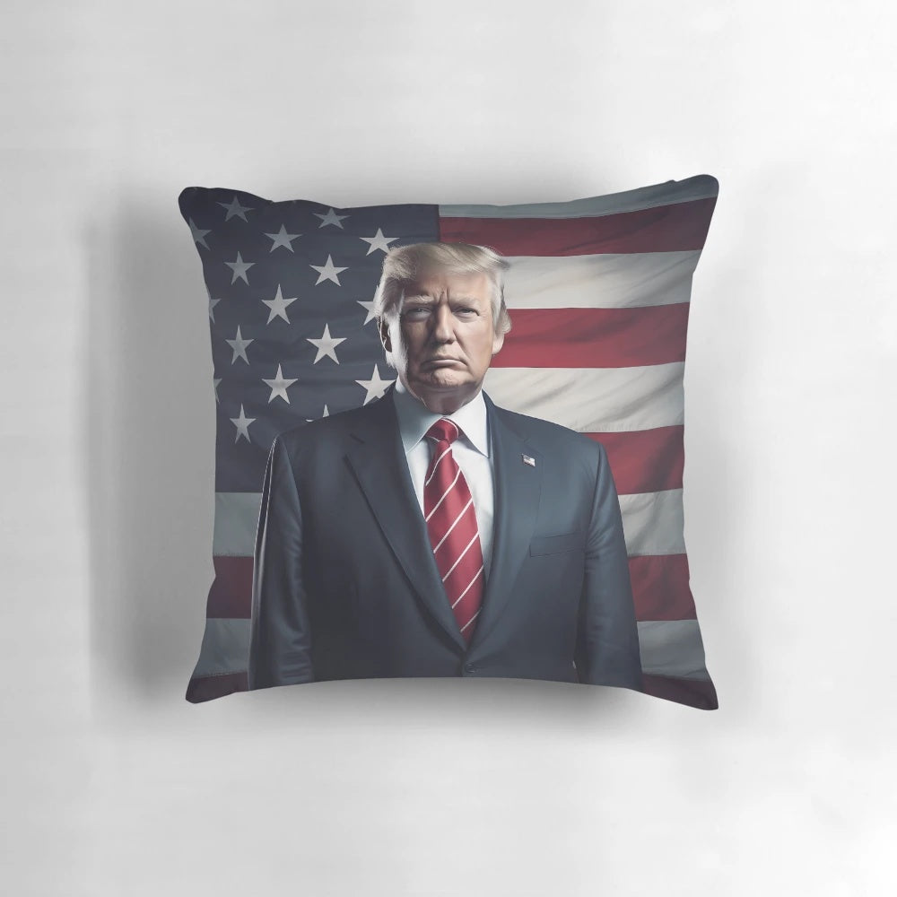 Patriotic Donald Trump President Pillow with American Flag Motif