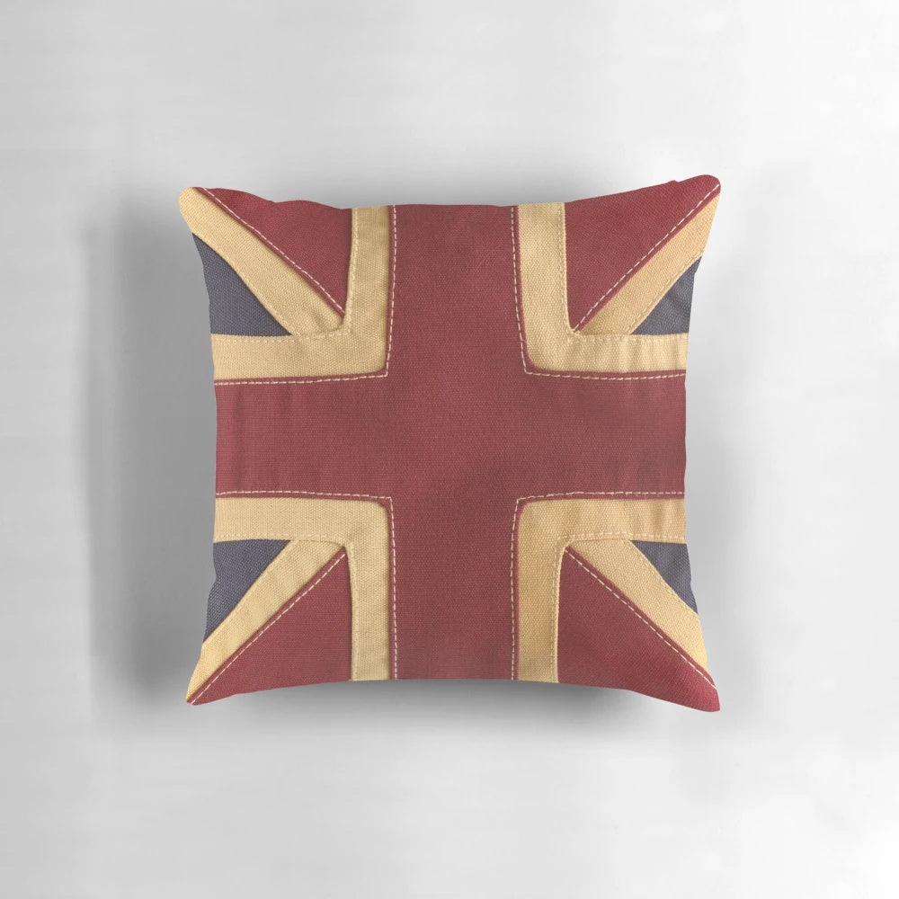 Stitched union jack design decorative pillow