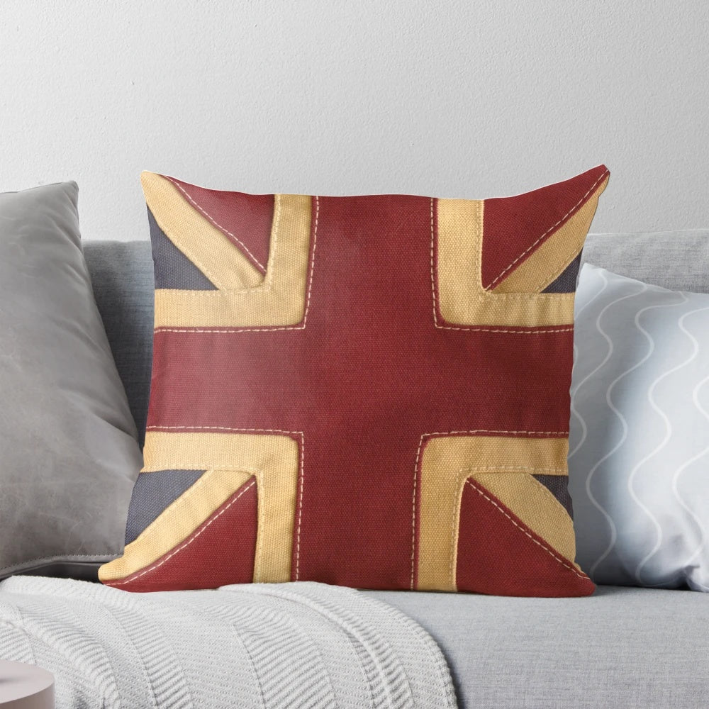 Stitched union jack design decorative pillow