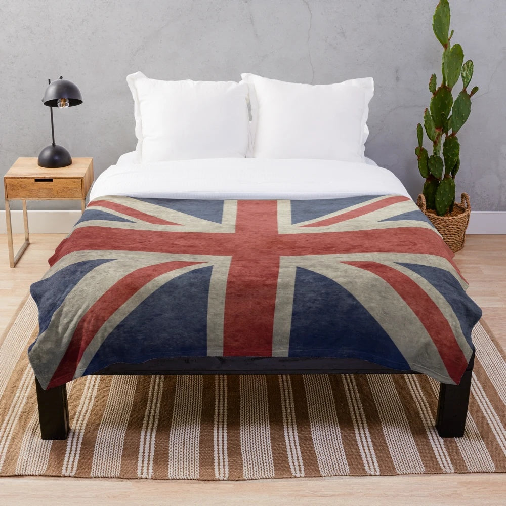 Union Jack inspired plush bedspread blanket