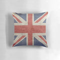 Union Jack throw blanket with distressed UK flag design and matching pillow cover