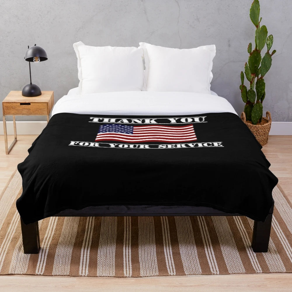 Patriotic plush blanket with USA flag design for veterans day gifts
