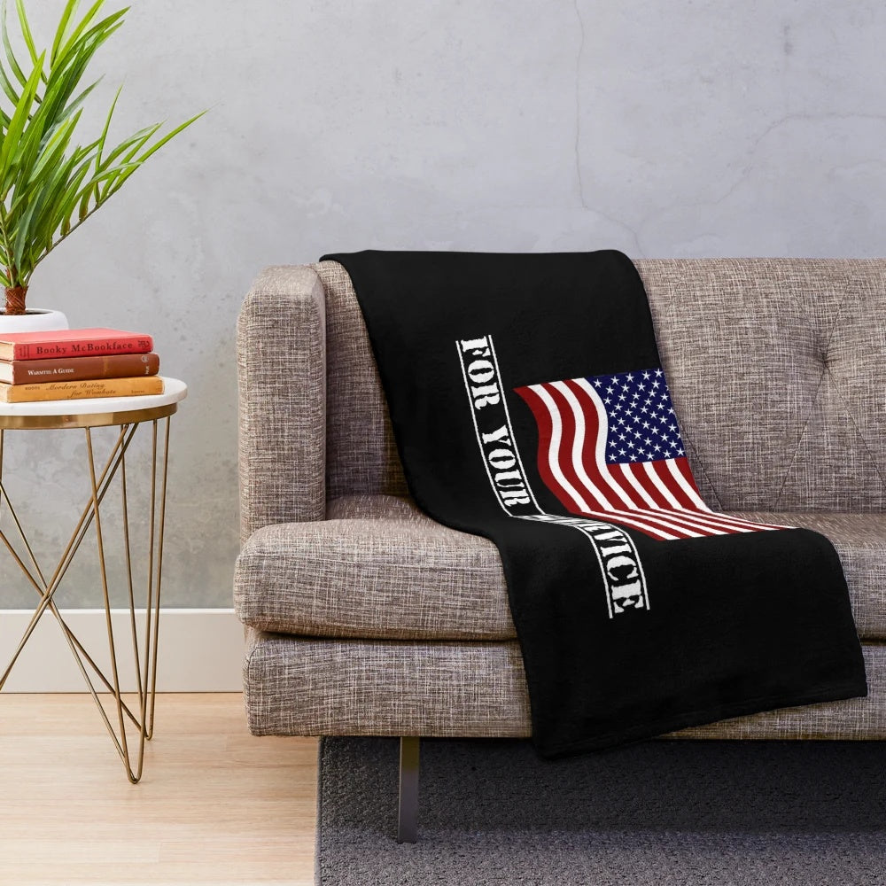 Patriotic plush blanket with USA flag design for veterans day gifts