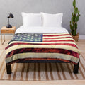 Vintage American flag plush blanket