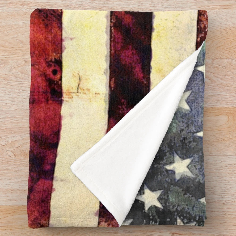 Vintage American flag plush blanket