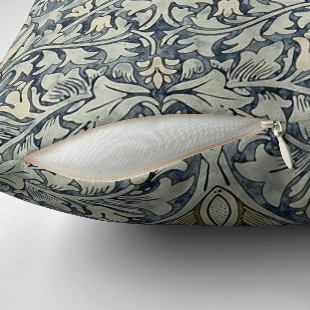 Decorative pillow featuring the iconic William Morris snakeshead pattern in a botanical floral design