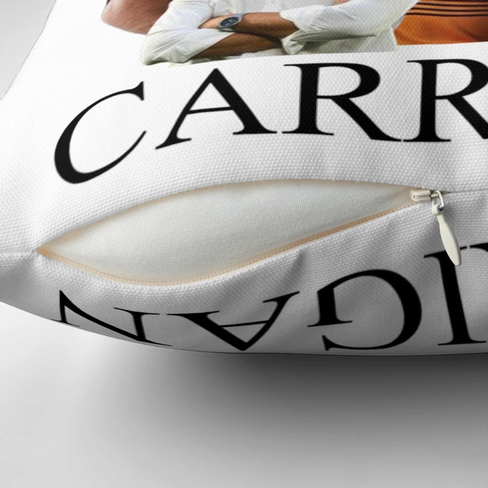 Patty Carrigan NRL Broncos footy-themed collage design printed on a plush pillow