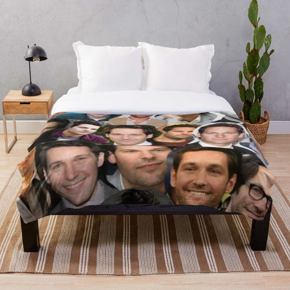 Paul Rudd Collage Plush Blanket featuring the Marvel superhero Antman