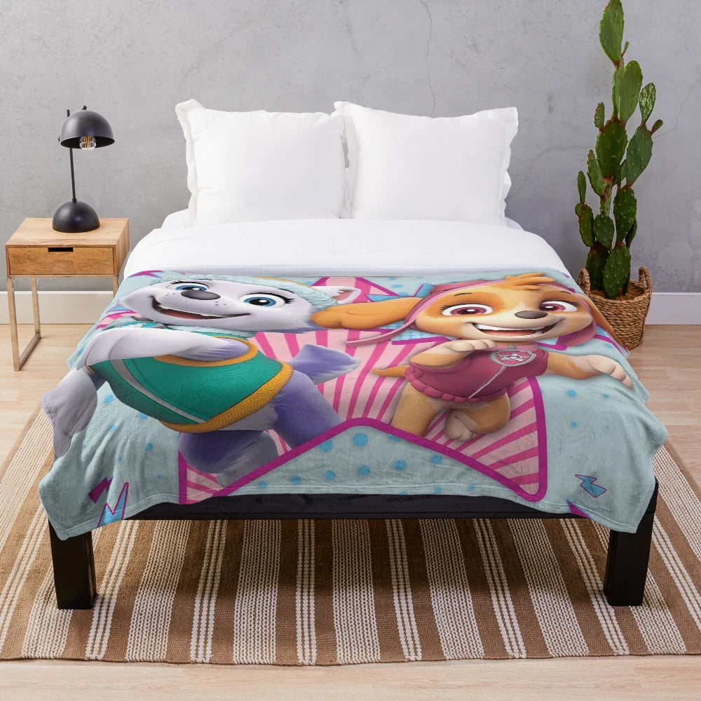 Soft plush blanket featuring Paw Patrol characters Skye and Everest