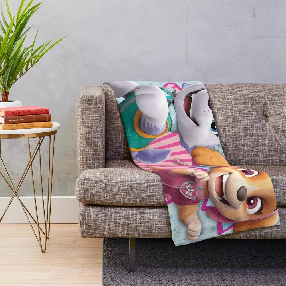 Soft plush blanket featuring Paw Patrol characters Skye and Everest