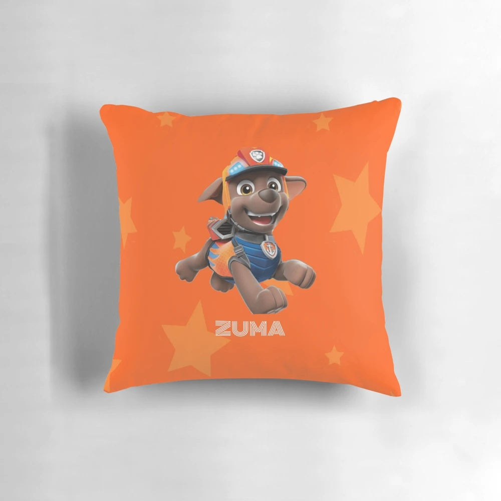 Paw Patrol Zuma plush pillow in orange color for kids and toddlers
