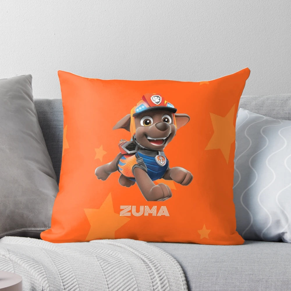 Paw Patrol Zuma plush pillow in orange color for kids and toddlers