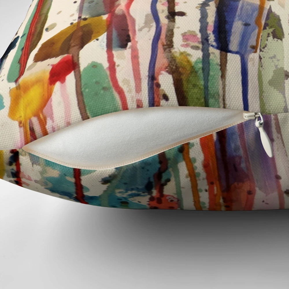Soft, decorative pillow featuring a serene bird and flower nature scene in vivid colors