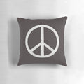 Peaceful Pillow with a Woodblock Print Design Featuring a Peace Sign and Earthy Tones