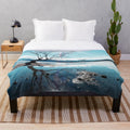 Wanaka tree plush blanket with serene reflection and picturesque landscape