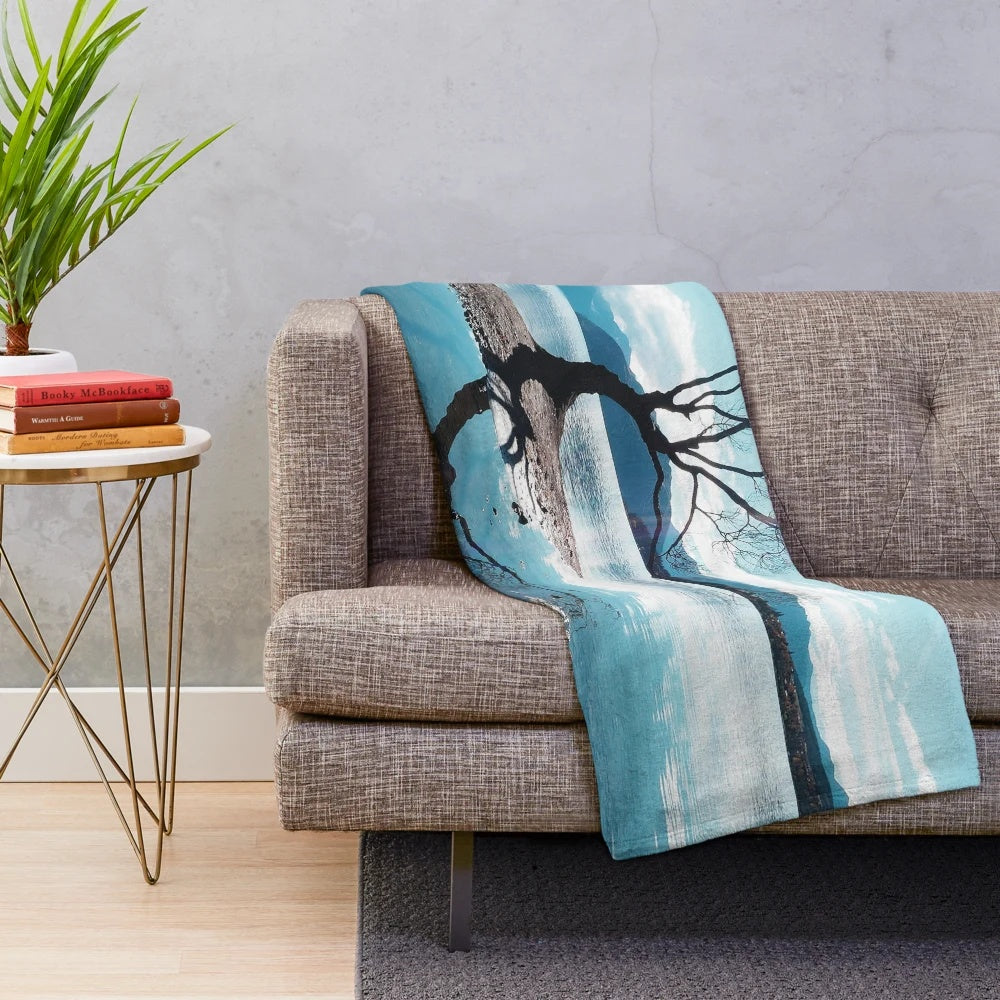 Wanaka tree plush blanket with serene reflection and picturesque landscape