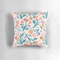 Peach and peony botanical decorative pillow with a fresh, summery design