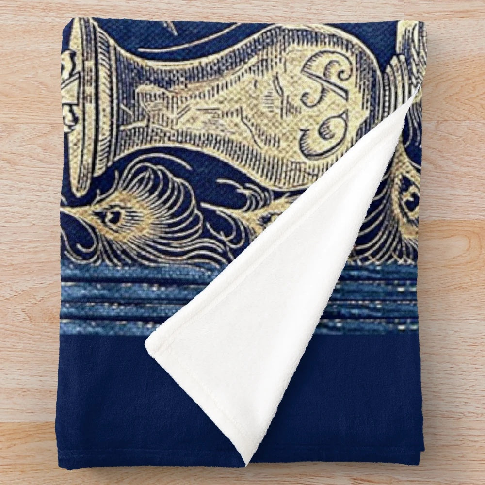 Pride and Prejudice inspired plush blanket with peacock edition book cover design