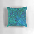 Vibrant peacock watercolor painting printed on a soft, plush throw pillow