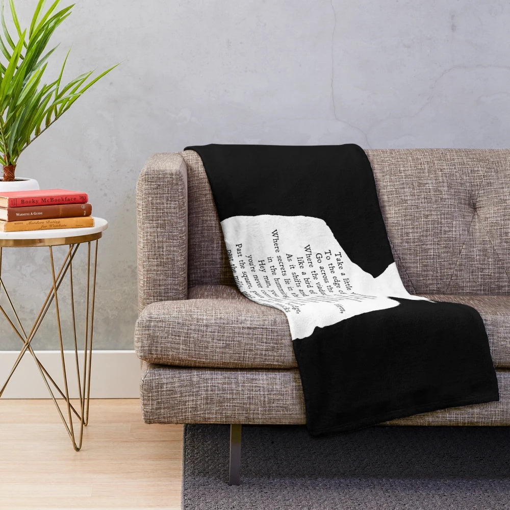 Peaky Blinders-themed white plush blanket with lyrics