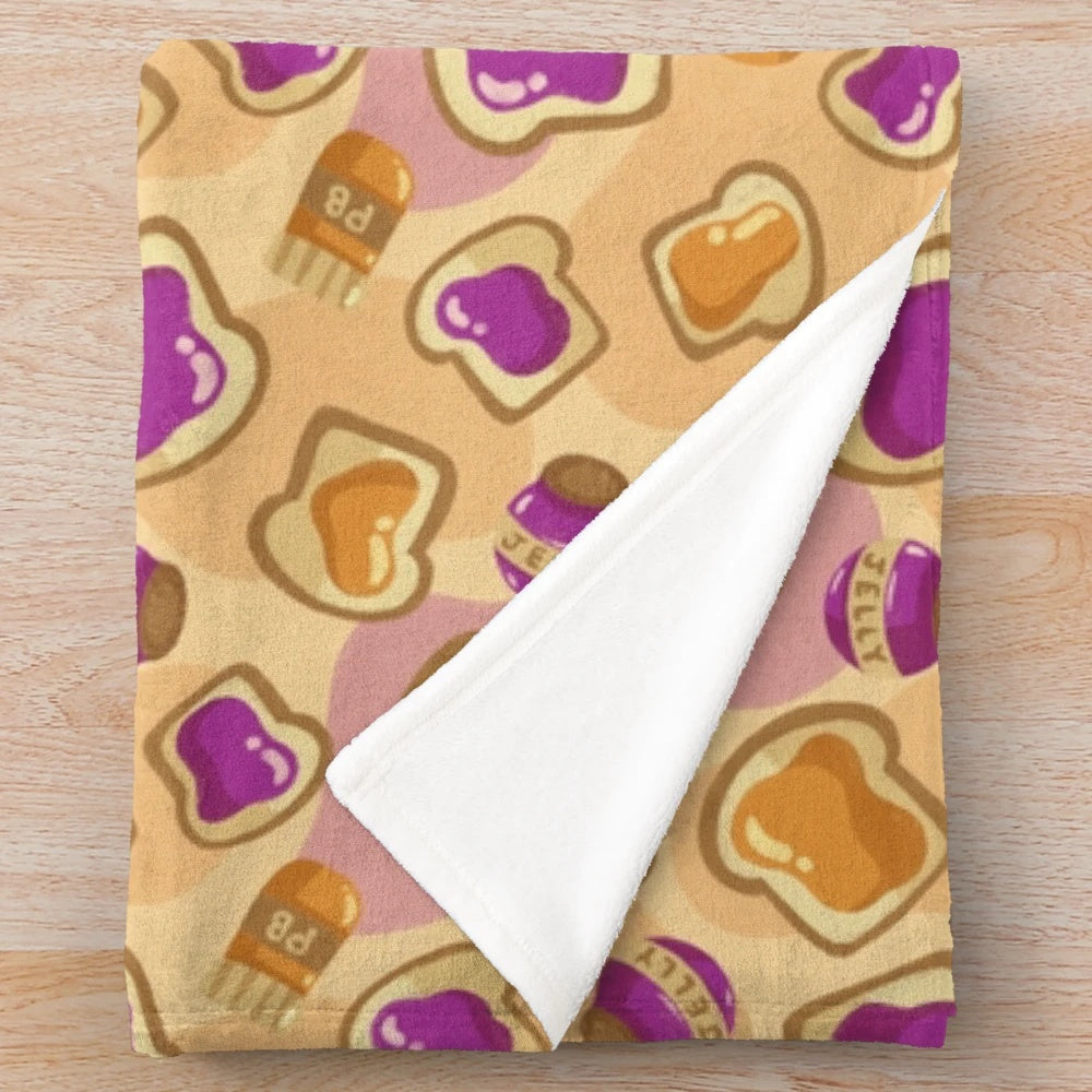Peanut butter and jelly inspired plush blanket