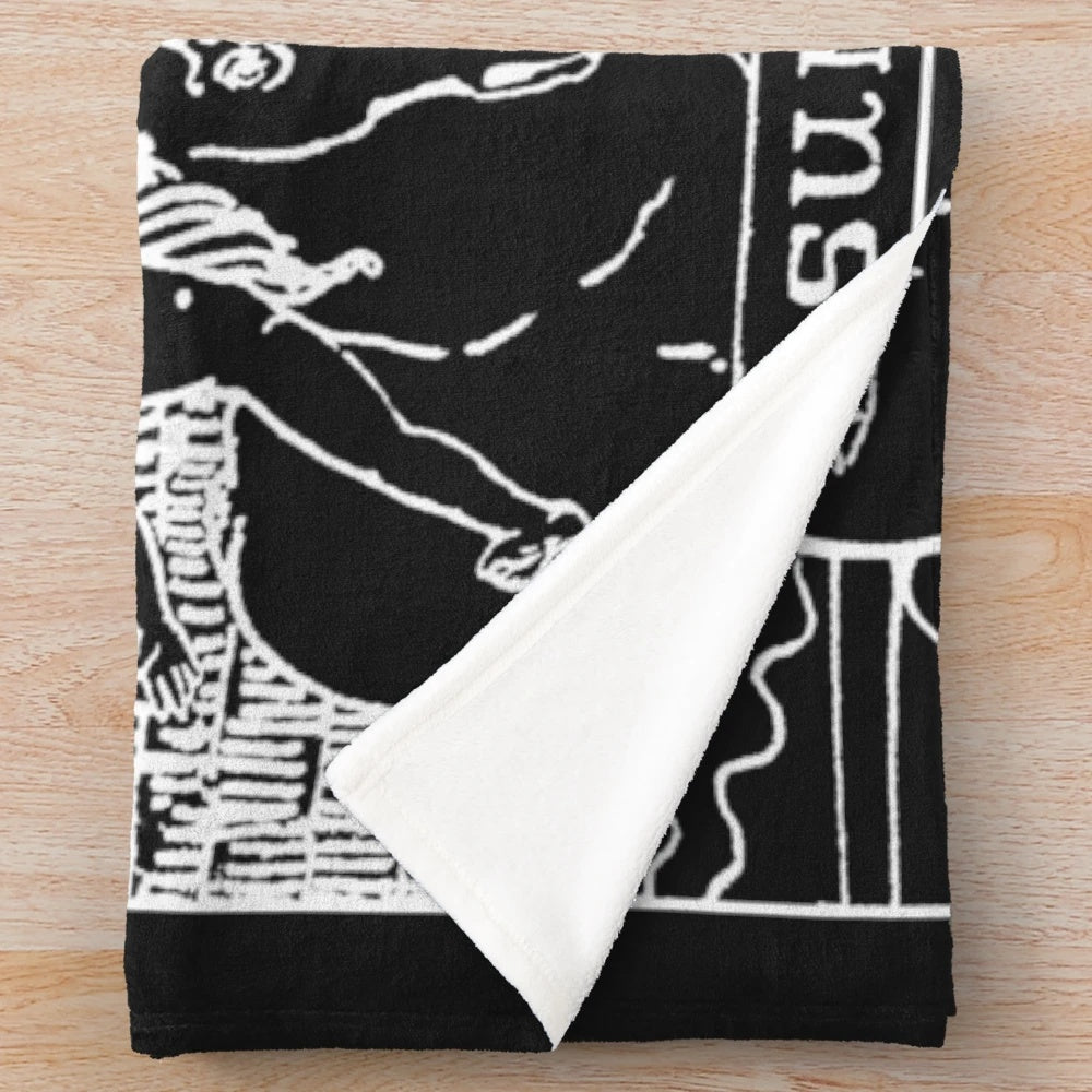 Plush blanket featuring a sun and moon tarot card design in pearl and obsidian colors