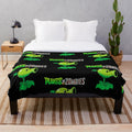 Peashooter-inspired plush blanket featuring the iconic Plants vs Zombies character