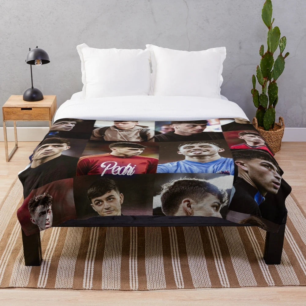 Pedri Gonzalez inspired plush blanket for soccer fans