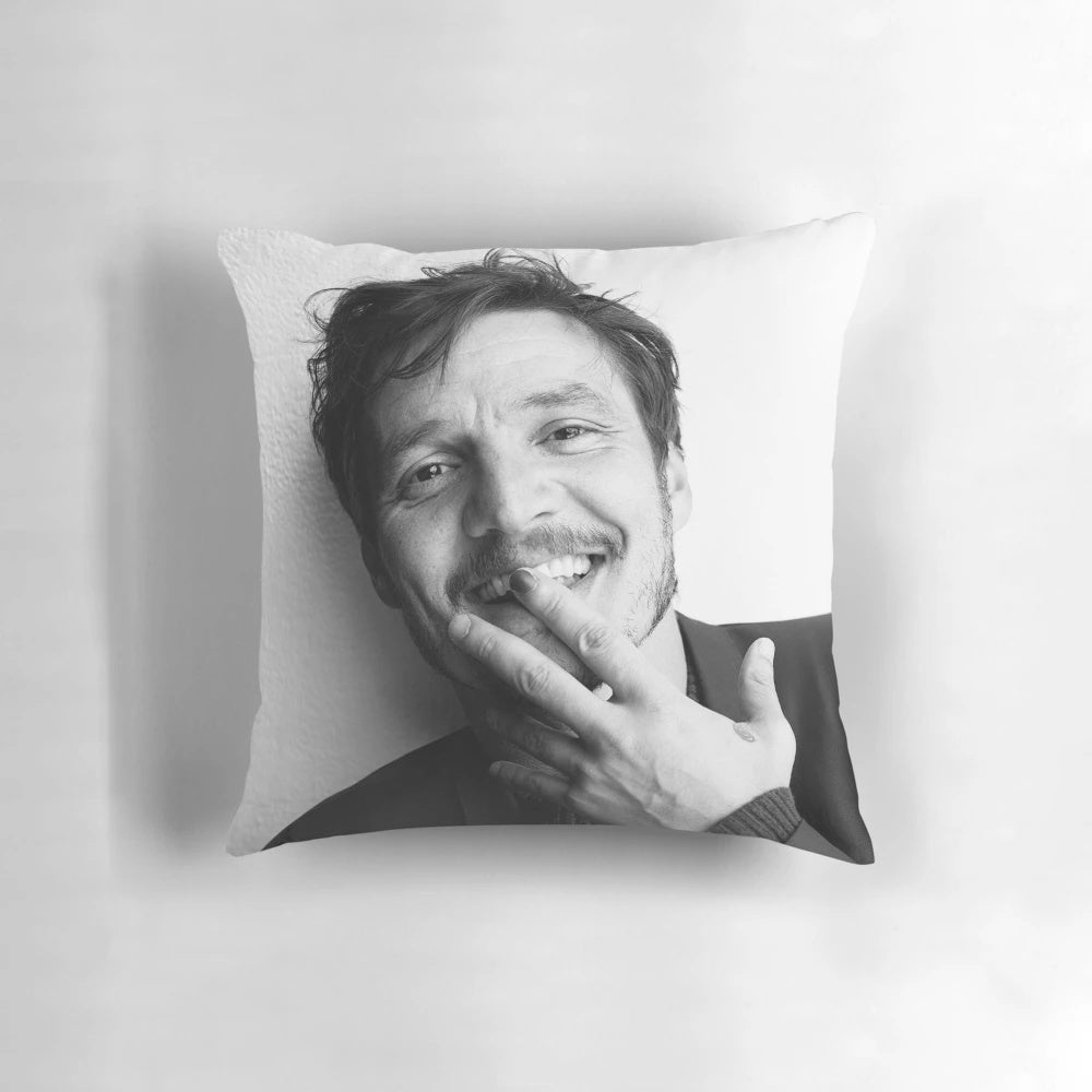 "Plush Pedro Pascal Pillow featuring the Mandalorian Actor"
