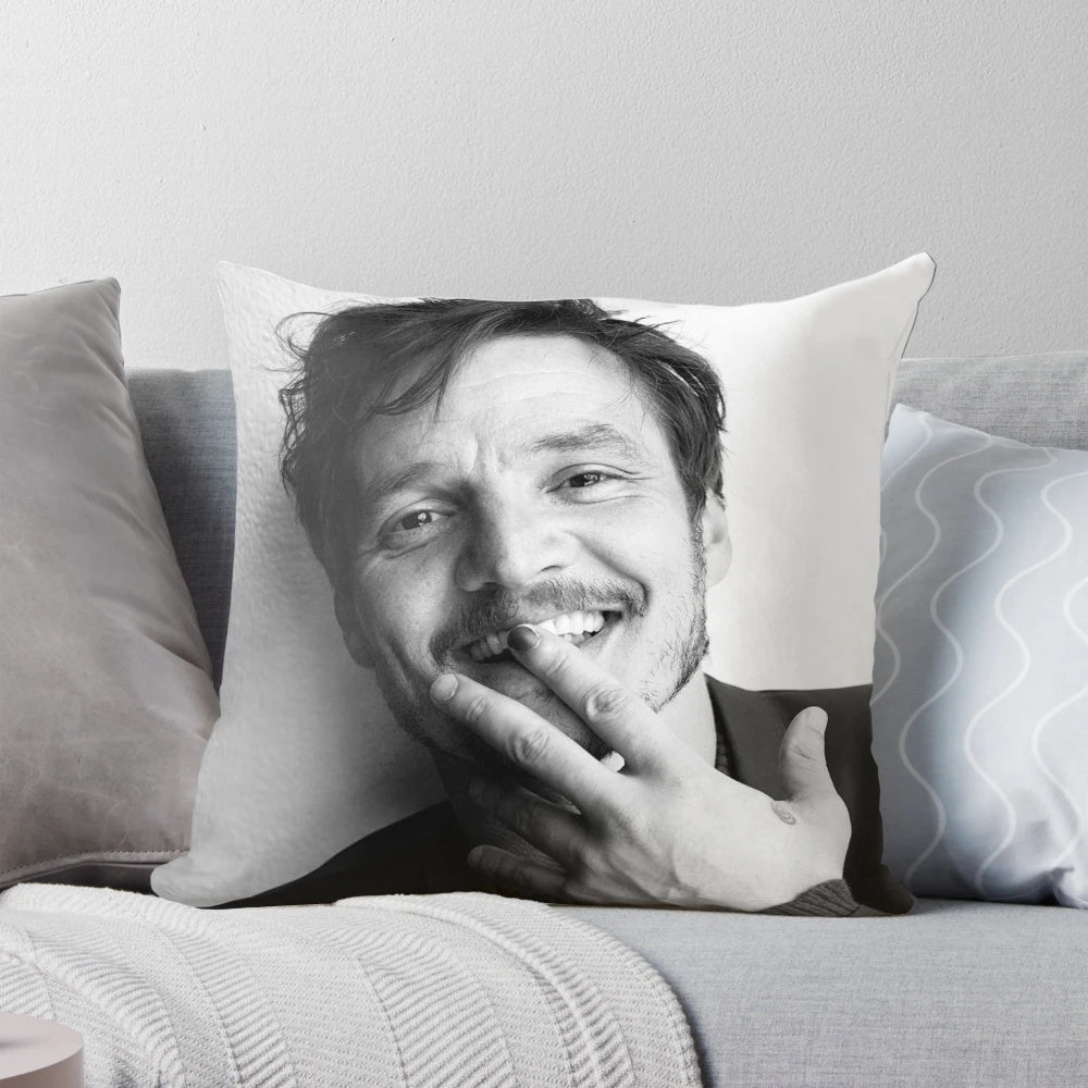 "Plush Pedro Pascal Pillow featuring the Mandalorian Actor"