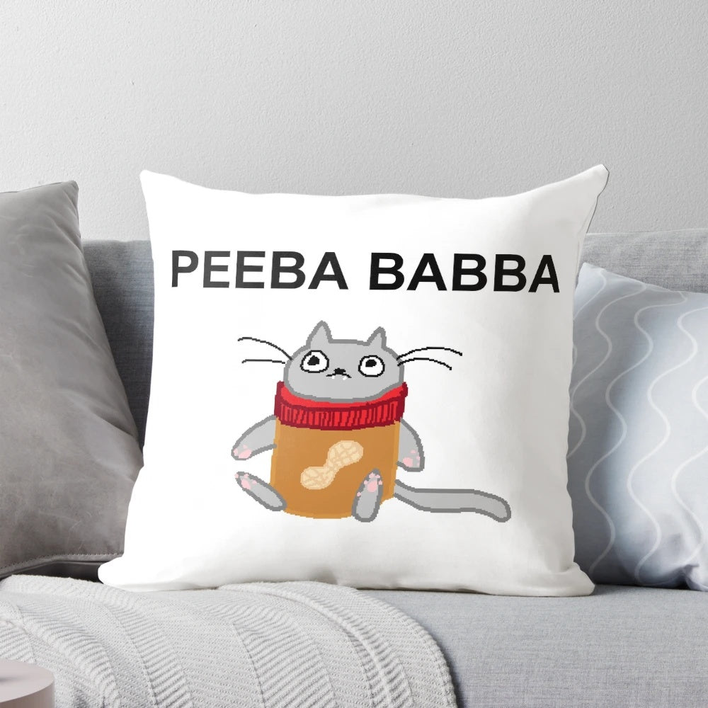 Peeba Babba peanut butter cat pixel art decorative pillow