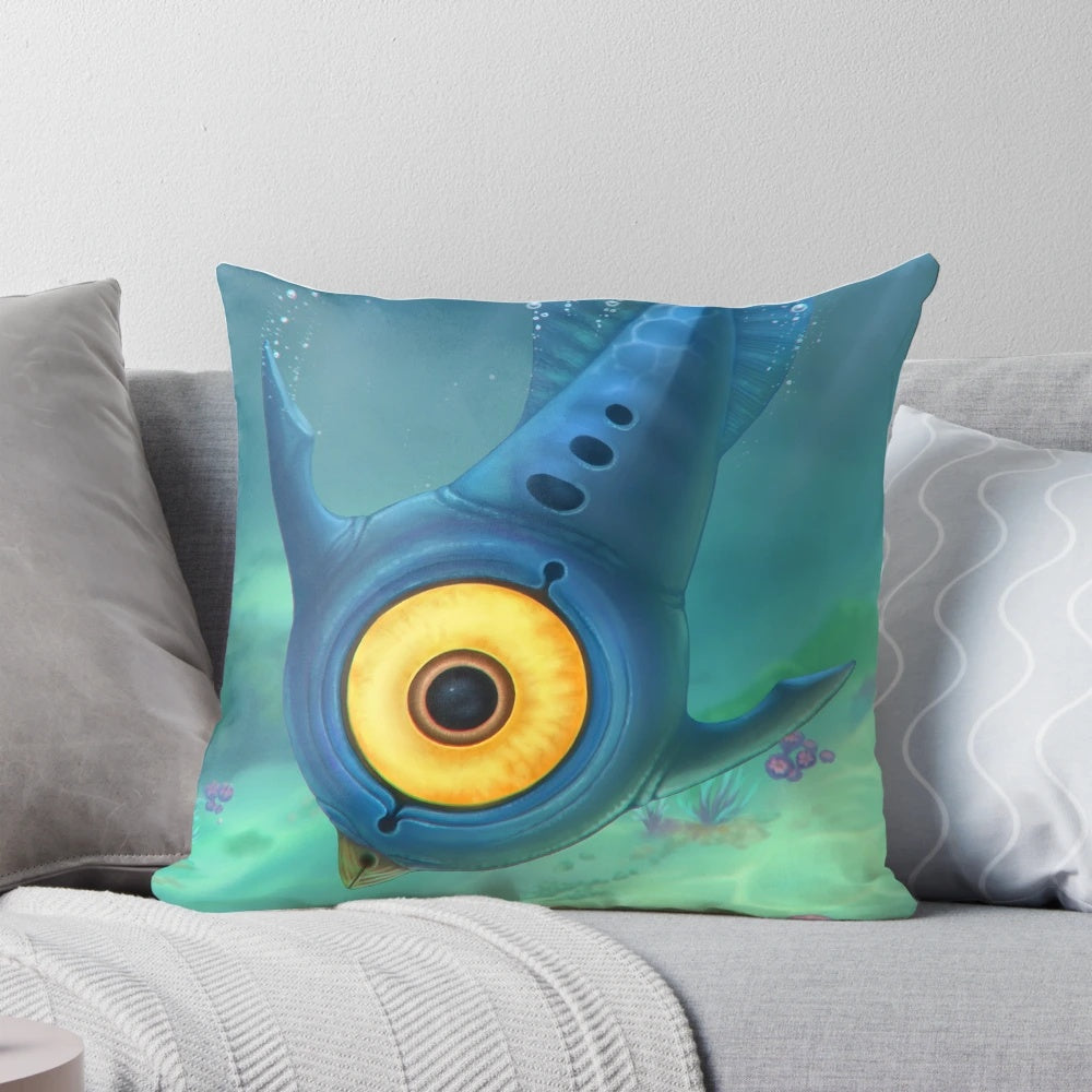 A plush, Peeper-themed pillow perfect for Subnautica fans and ocean enthusiasts