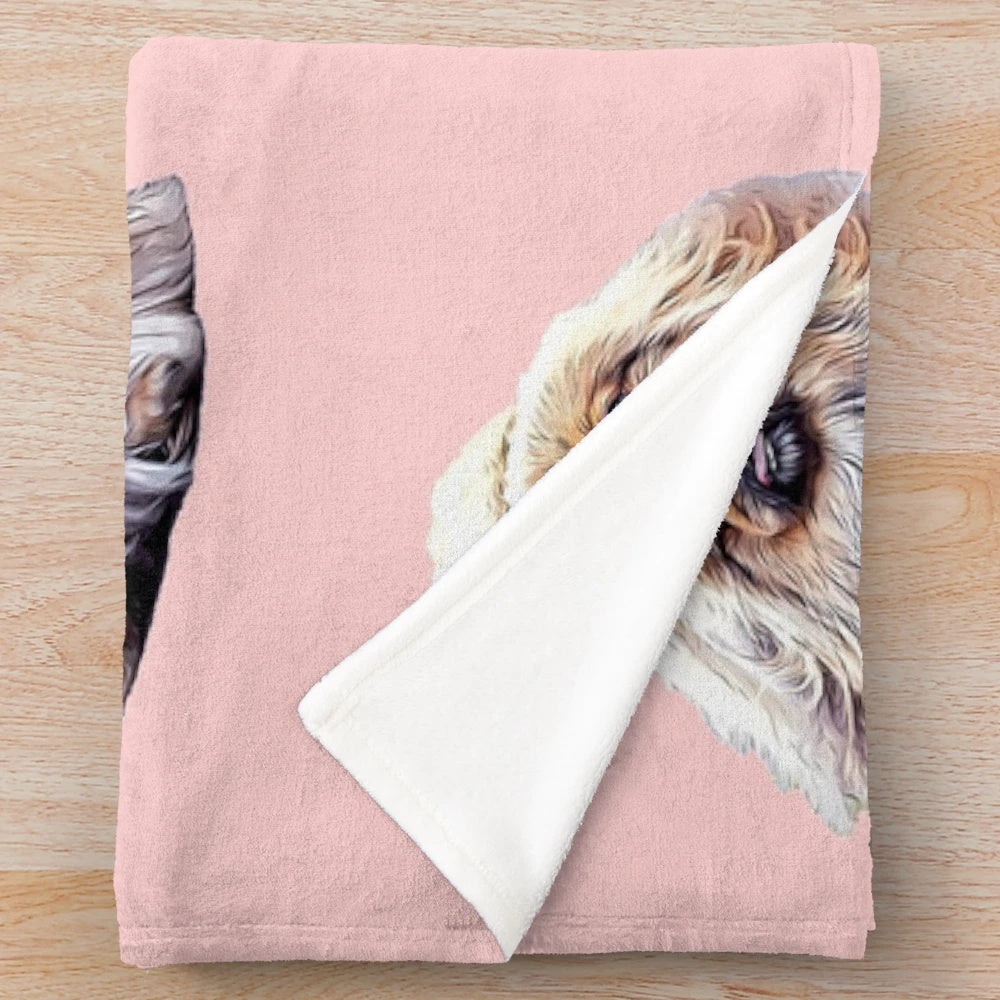 Pekingese dog running on a plush blanket