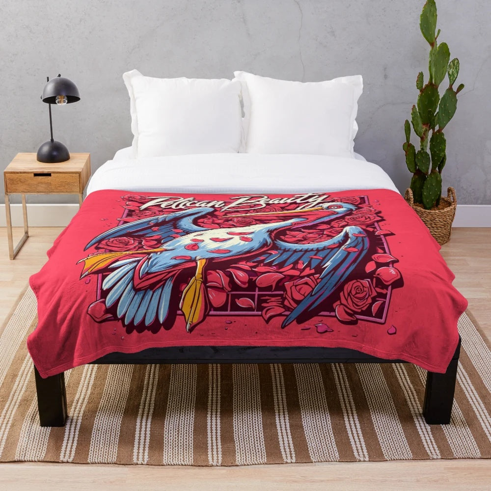 Pelican-themed plush blanket with soft, cozy design