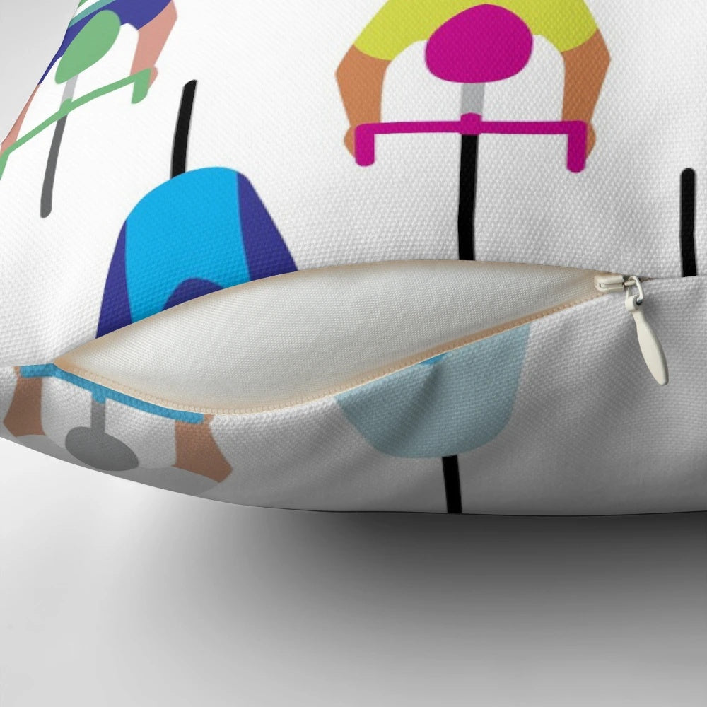 Peloton cyclists pillow with group of cyclists and road bikes