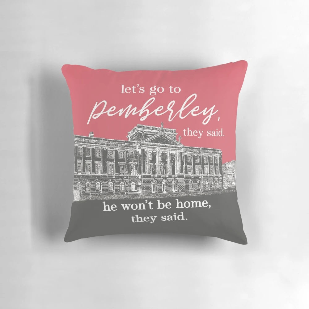 Pemberley Pillow featuring the iconic estate from Jane Austen's Pride and Prejudice