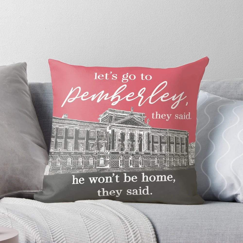 Pemberley Pillow featuring the iconic estate from Jane Austen's Pride and Prejudice