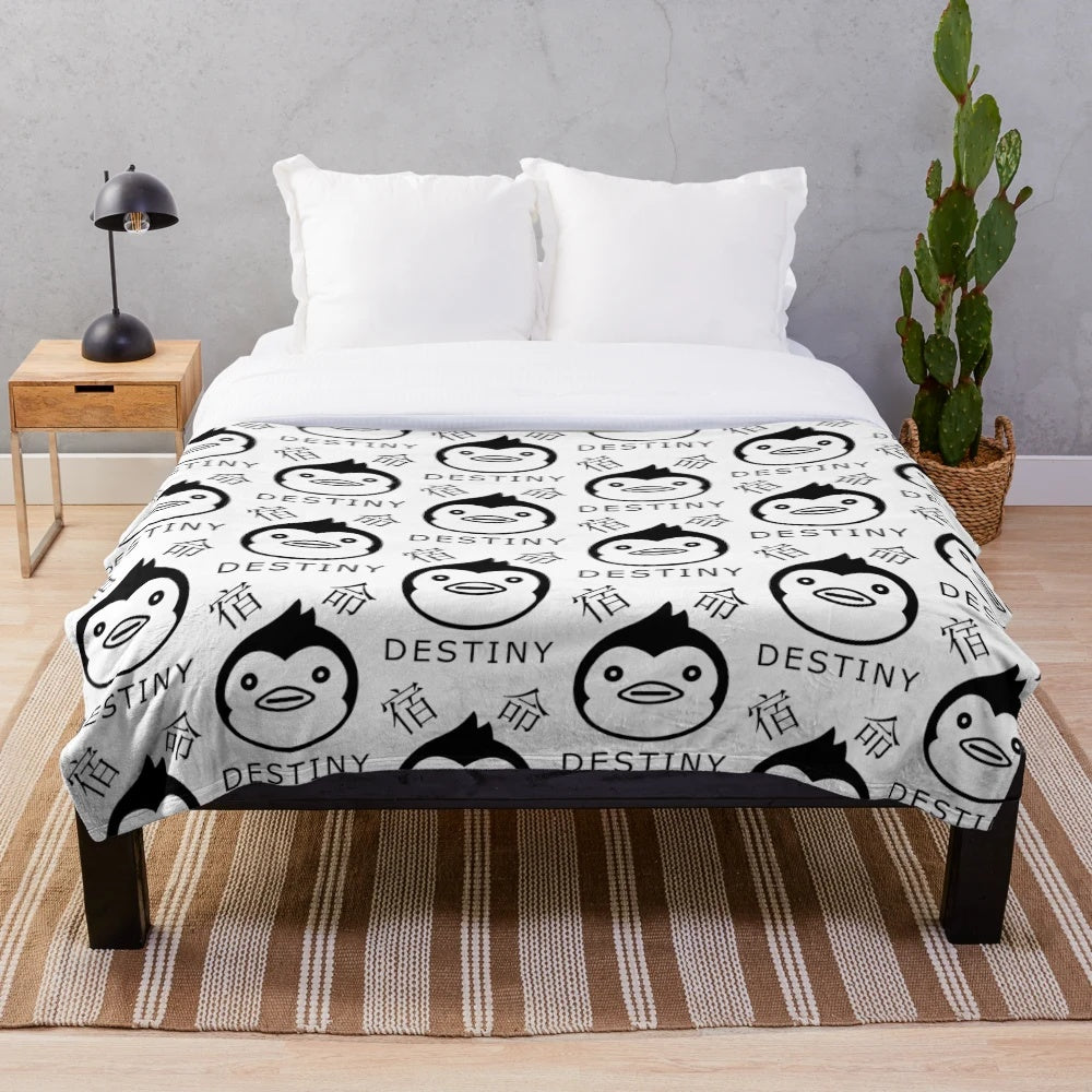 Penguindrum-inspired plush blanket featuring the iconic logo