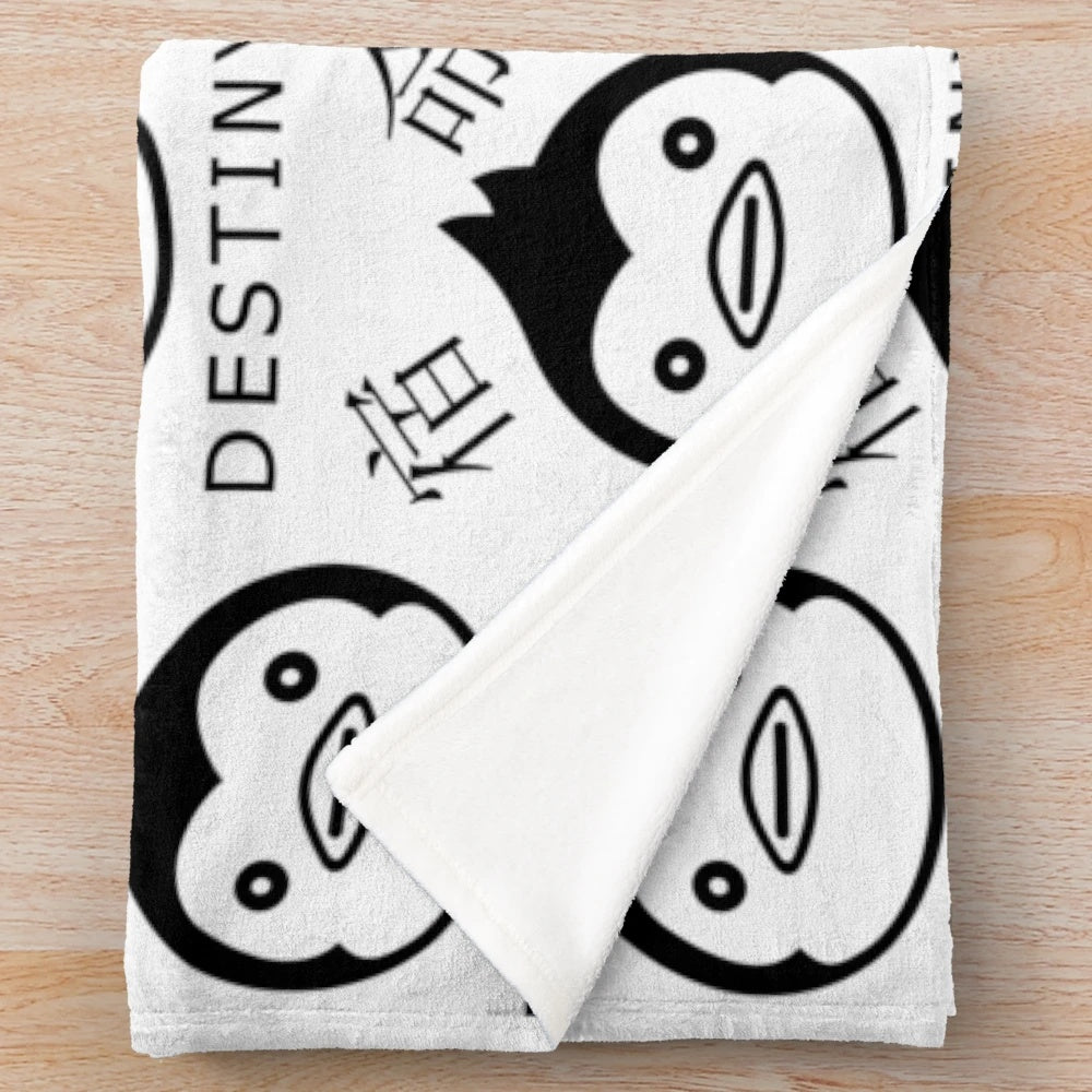 Penguindrum-inspired plush blanket featuring the iconic logo