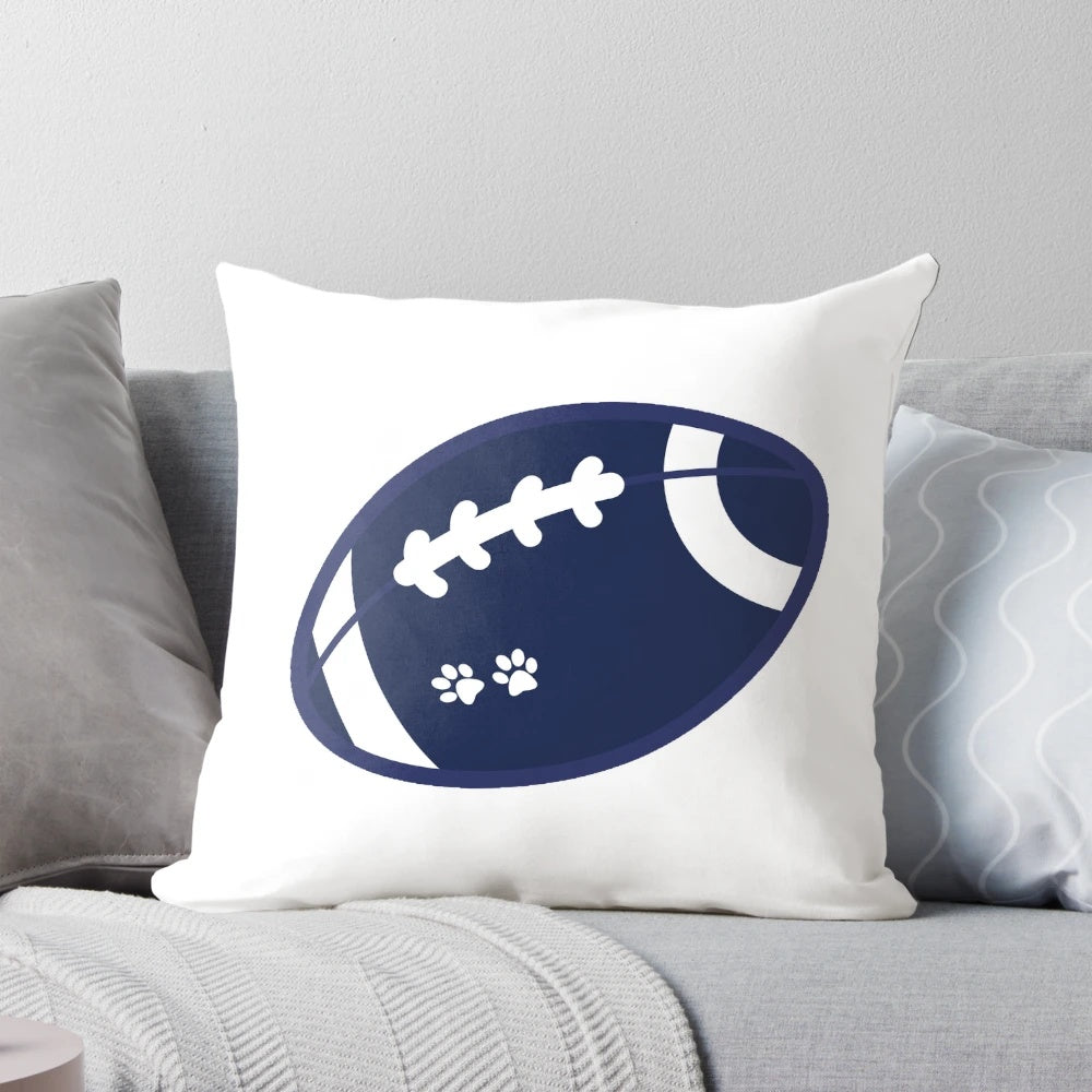 Navy and white Penn State Nittany Lions football-themed decorative pillow