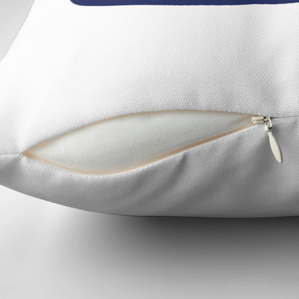 Navy and white Penn State Nittany Lions football-themed decorative pillow