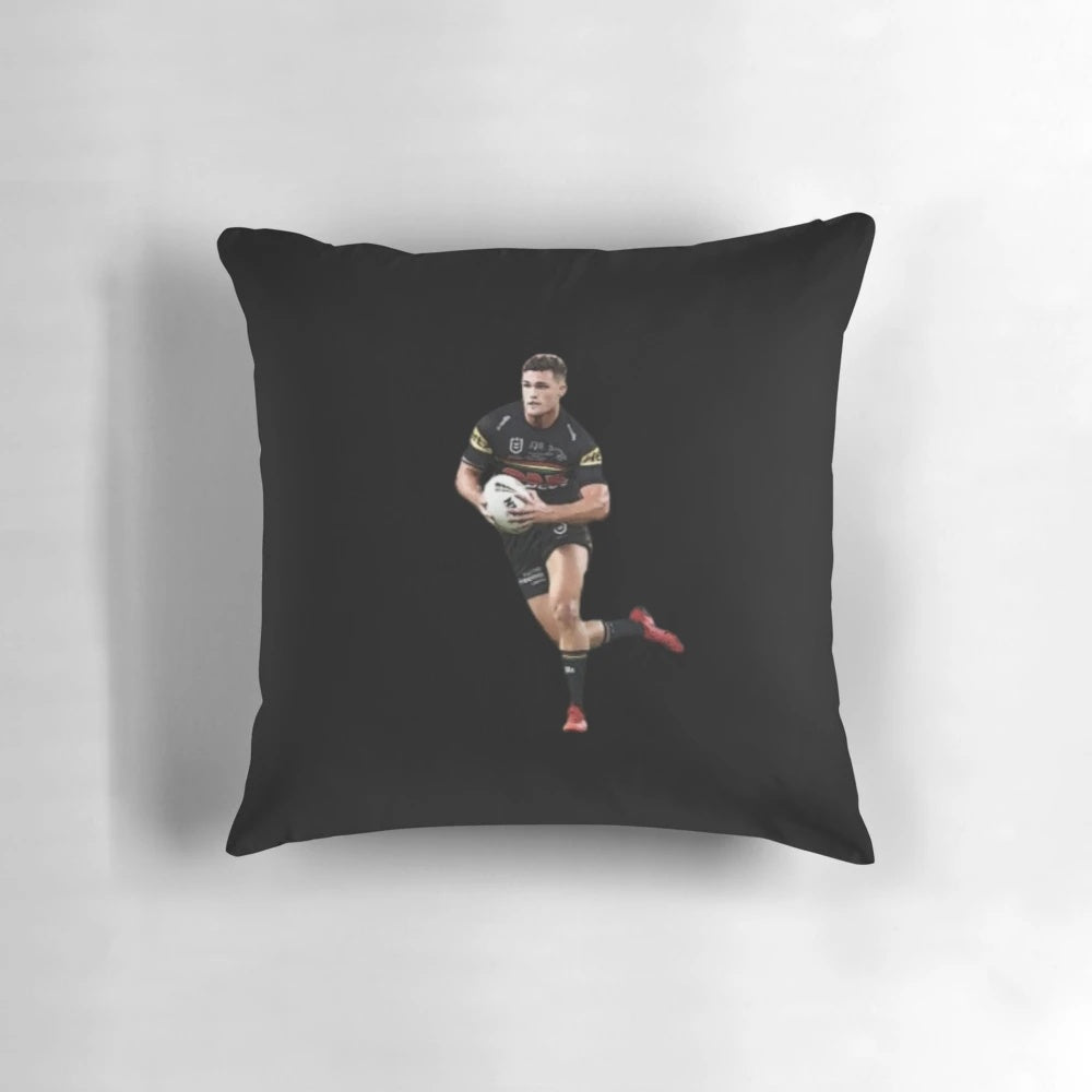 Plush pillow featuring Penrith Panthers NRL player Nathan Cleary