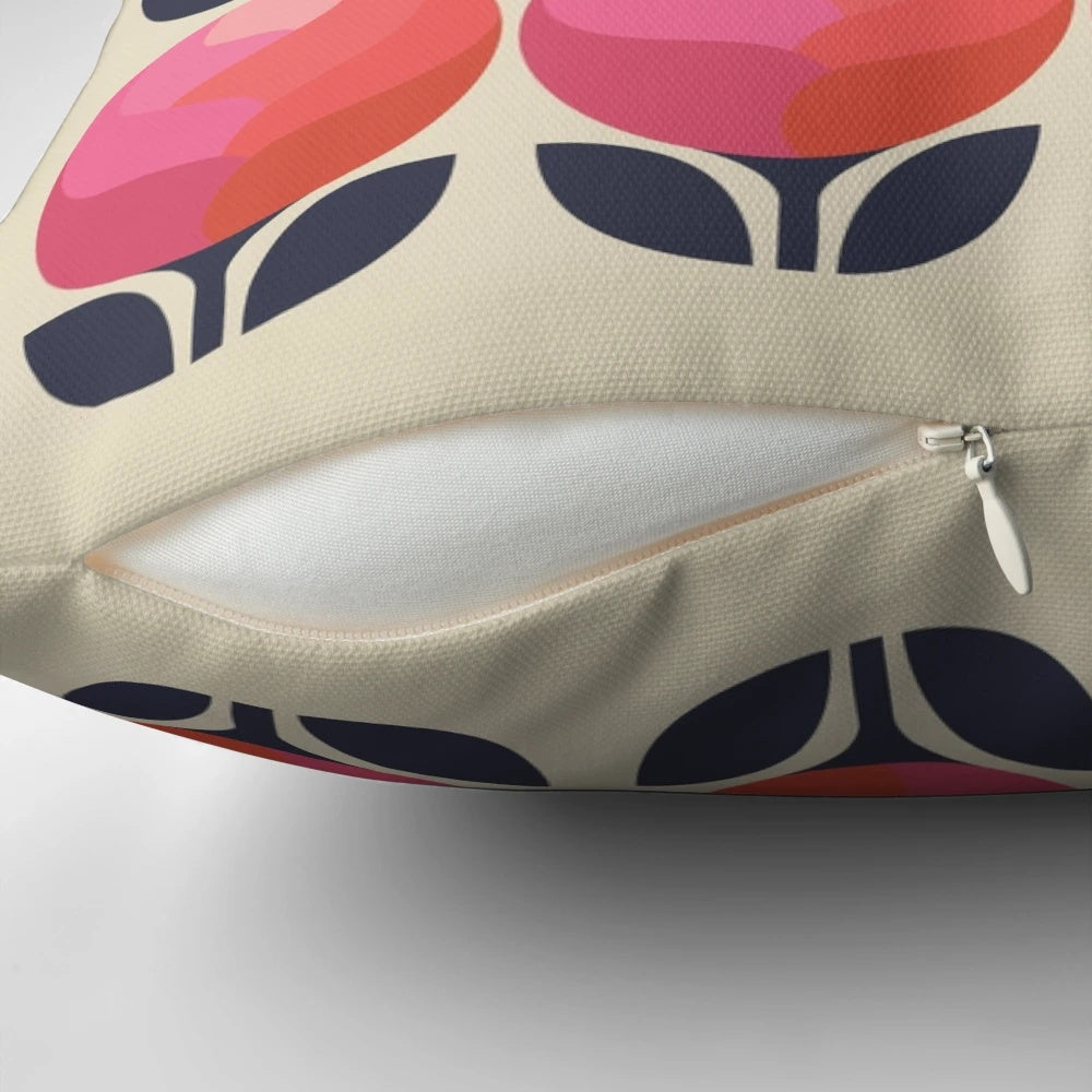 Beautifully crafted peony flower pillow in soft pastel colors