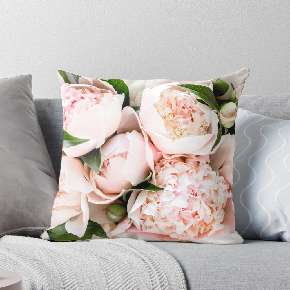 Peony pink flowers modern wall art, Scandinavian style floral print